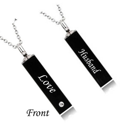 

Square Cylinders Necklace for Ashes Lettering Heart Cremation Memorial Keepsake Pendant Necklace Jewelry Love Commemorative Gift