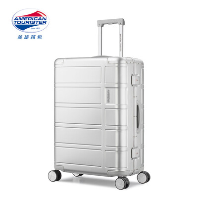 

American Travel AmericanTourister Trolley Case Aluminum Magnesium Alloy Travel Case 25 Inch Male&Female Luggage Mechanical Bearing Universal Wheel TSA Lock TI2 Silver