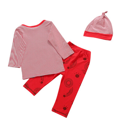 

3pcs Kids Baby Boys Girl Long Sleeve Star T-shirt Tops Pants Hat Outfit Set