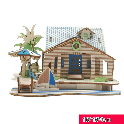 

Gotoamei 3D Wooden Puzzle DIY Building Model Dollhouse Style House Jigsaw Puzzle Kid Toys