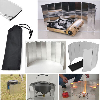 

Silver Wind Shield Camping Cooking Gas Stove Foldable Aluminum Hiking Outdoor