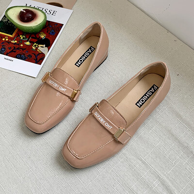 

Coarse shoes women summer retro square head English wind small shoes women Joker low heel lucky shoes women