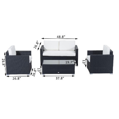 

4 Piece Outdoor Rattan Wicker Sofa Sectional Patio Furniture Set