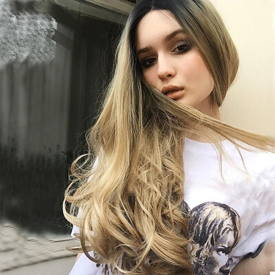 

〖Follure〗70CM Sexy Gradient Blonde Party Wigs Long Curly Hair Mixed Colors Synthetic Wig