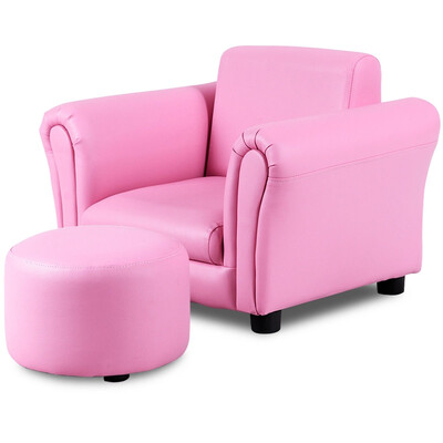 

Kids Single Armrest Couch Sofa with Ottoman