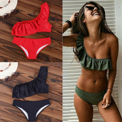 

Women Summer Bandage Bikini One Shoulder Swimsuit Bathing Beach Set Swimwear