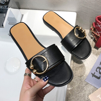 

Womens shoes wear summer social one-word thick bottom slippers womens anti-slip beach shoes seaside cool&drag