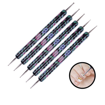 

Toponeto 5PCS 2 Way Crystal Dotting Manicure Tools Painting Dot Pen Nail Art Paint Set NE