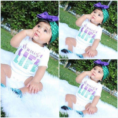 

Mermaid Newborn Infant Baby Girl Cotton Romper Jumpsuit Bodysuit Clothes Outfits 0-18M