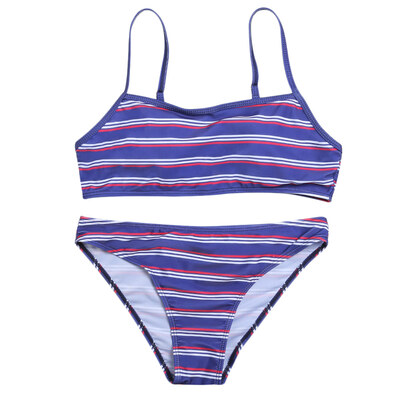 

Women Sexy Strap Backless Lady Swimwear Stripe Print Bikini Set