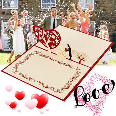

1PCS Wedding Day DIY 3D Greeting Card Handmade Creative Paper-cut Folding Card Postcards Invitation Cards