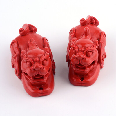 

Cinnabar Big Pendants Pi Xiu FireBrick 52x235x25mm Hole 25mm