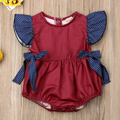 

Newborn Infant Baby Girl Boy Bowknot Polka Dot Romper Bodysuit One-Piece Outfits