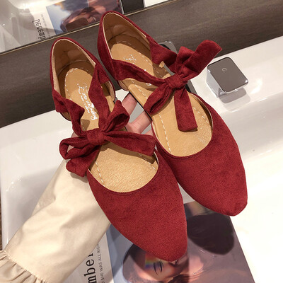 

Pointed crossed wrists strapped fairy shoes spring Korean version flat bottom shallow mouth girl sandals students sandals