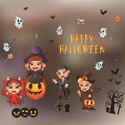

New Hot Halloween Window Clings Decals Window Stickers Halloween Decorations Kit For Kids Rooms Bar Party Wall Sticker Home Decor