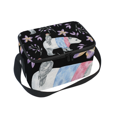 

ALAZA Insulated Lunch Box Panda Bird Lunch Bag for Men Women Portable Tote Bag Cooler Bag