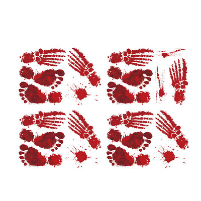 

Halloween Theme Wall Stickers Red Footprint Handprint Decals Livingroom Bedroom Scary Decors