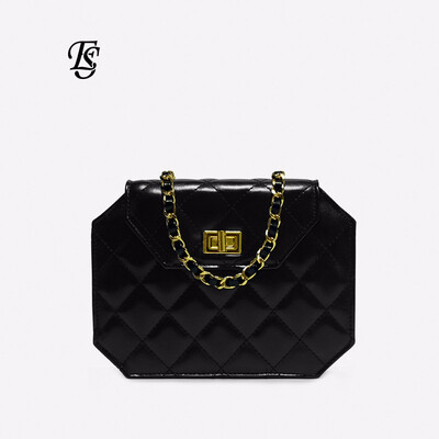 

ESHUNFA 2019 new fashion chain one shoulder female casual diamond ribs portable diagonal package ESCX264 4622