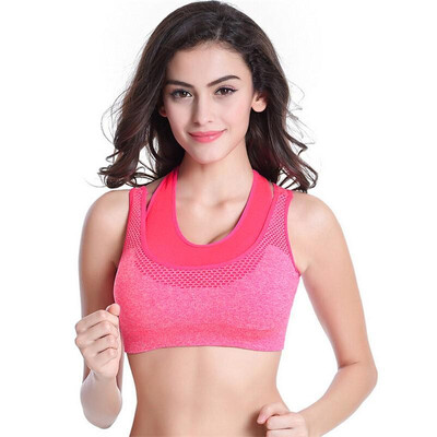 

Women Professional Push-Up Sports Bra Fake Two-Piece Mesh Yoga Fitness Vest Bra Workout Running Tank Top