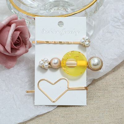 

Pearl Hair Clip HeadwearKorean Pearl Love Word Clips Three piece Sweet Hair Hairband Barrette Headdress Accessories