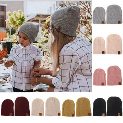 

Family Matching Women Men Kids Winter Warm Knitted Beanie Ski Hat Kid Unisex Cap