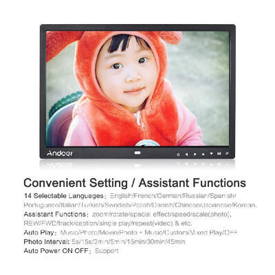 

Andoer 13" LED Digital Photo Frame Screen Desktop Album Display Image 1080P MP4 Video MP3 Audio TXT eBook Clock Calendar 1280 8