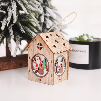 

Siaonvr Christmas Decoration Luminous Wooden House Christmas Tree Ornaments DIY Gift