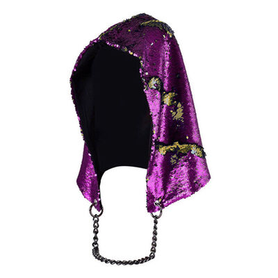 

Women Reversible Mermaid Sequin Glitter Dress Up Hood Hat Baggy Beanie Ski Cap Hallowmas