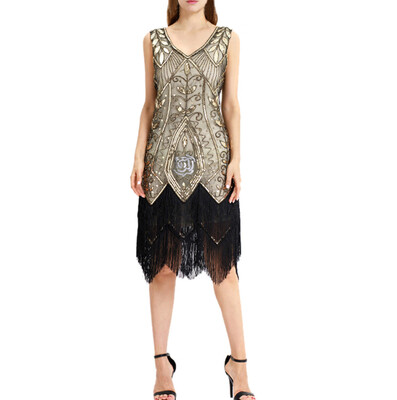 

〖Follure〗Women Vintage 1920s Bead Fringe Sequin Lace Party Flapper Cocktail Prom Dress