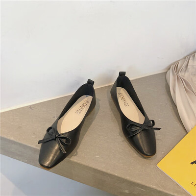 

Shoes Tide Shoes Summer Square Head Shallow Mouth Comfortable Fairy Wind Grandma Shoes Butterfly Knot Single Shoes Flat Botto