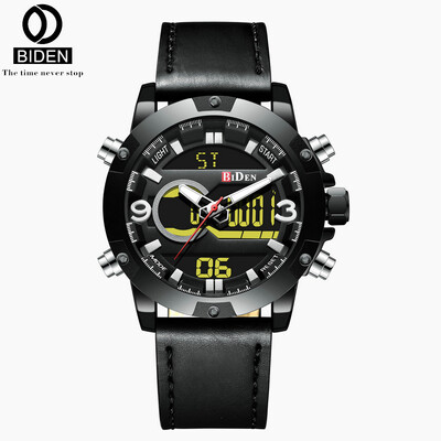 

Biden BIDEN double movement multi-function LED quartz watch mens watch mens watch watch belt watch