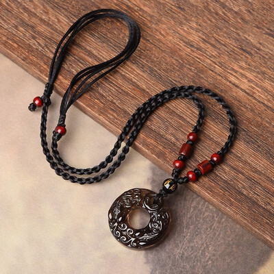 

Obsidian Mens Necklace Trend Personality Couple Pendant
