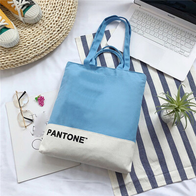 

Tailored Female Color Matching Canvas Bag Student Fashion Wild Tote Letter Shoulder Bag