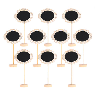 

10pcs Mini Ellipse Chalkboards Decorative Borders Black Board with Stand