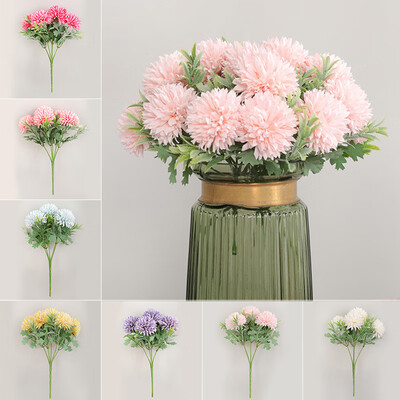 

5 Köpfe Blumen Kunst Ball Chrysantheme Kunstblume Künstliche Blumenstrauß X1