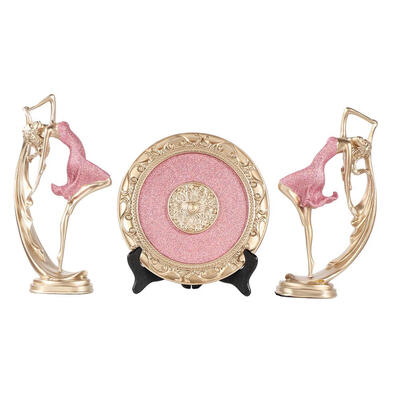 

Greensen Pink Dancing Girl Sculpture Set Home Decoration Resin Statue TV Stand Decor Statue Set Home Decoration