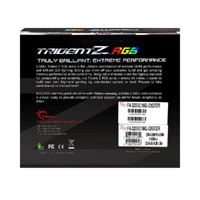 

GSKILL TridentZ RGB Series 32GB 4 x 8GB DDR4 3200MHz F4-3200C16Q-32GTZR