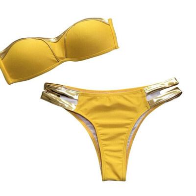 

Roseonmyhand Sexy Bikinis Set Women Gold Stamping Tankini Set Brazilian Swimwear Two-piece