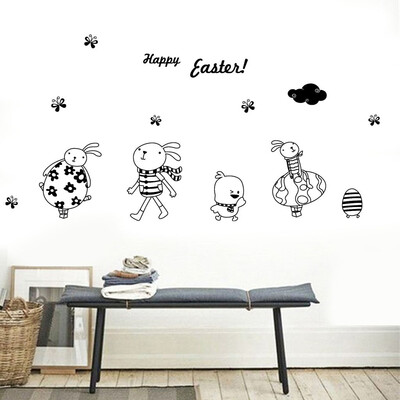 

〖Follure〗Happy Easter Rabbit Vinyl Decal Art Wall Sticker DIY Home Room Decor