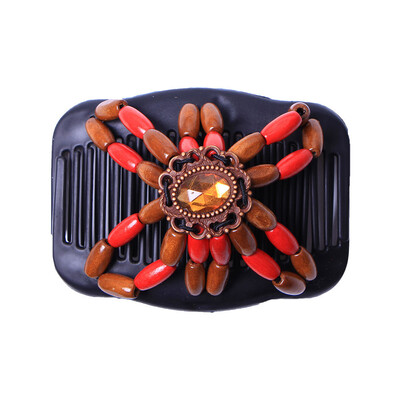 

〖Follure〗Women Magic Acrylic Vintage Hair Comb Double Clips Wooden Hair Slide