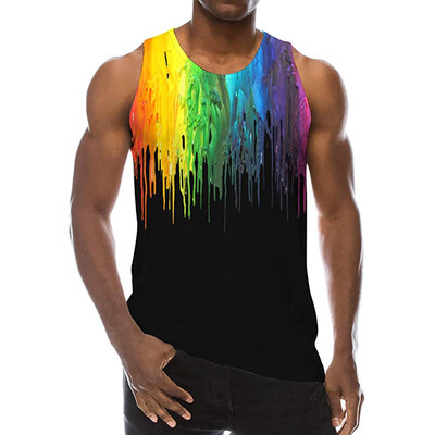 

Toponeto Mens Summer New Style 3D printed Vest Blouse Fashion Comfort Blouse Top
