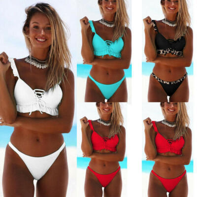 

Summer Women Bandage Bikini Push-up Padded Bra Swimsuit Swiming Beach Swimwear