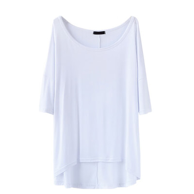 

Short Sleeve T Shirt Women O Neck Bat Sleeve Casual Loose Asymmetric Long T-Shirt Top