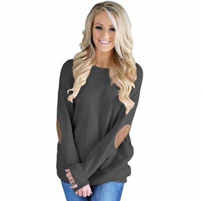 

Round collar long sleeve patch design comfortable pullover casual sports sweatshirt