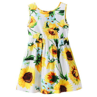 

Summer Kids Children Girls Sunflower Baby Sleeveless Princess Vest Dress