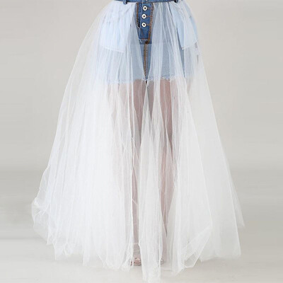 

2019 Women Girls Big Swing Tulle Pleated Long Maxi Dress High Waist Long Skirt