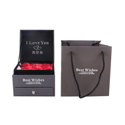 

Ring Necklace Jewelry Holder Paper Box 9Pcs Faux Rose Flower Present Gift Case