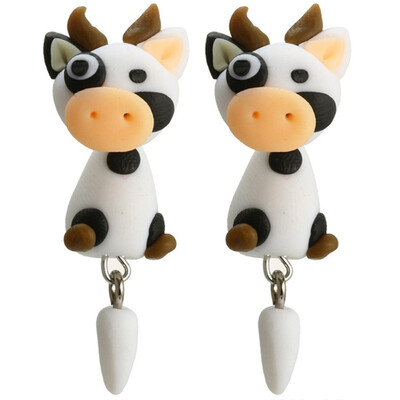

1 Pair Fashion Creative Earring For Women Cute Animal Dog Cat Pottery Earrings