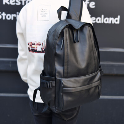 

Mens backpacks fashion PU leather shoulder bags Korean business leisure travel tide women bags student bags
