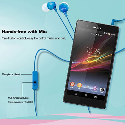 

SONY MDR-EX15AP In-ear Headphones 35mm Wired Earbud Smart Phone Headset Hands-free with Mic In-line Control EX Series